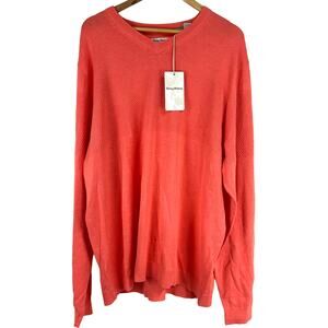 Tommy Bahama NWT Island Zone Big Tall Orange Sweater Men's Size 2XLT V-Neck
